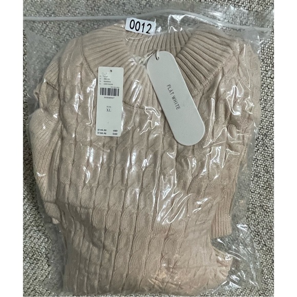 Anthropologie Flat White Cable Knit Cream Ruffle Sweater Dress NWT SZ XL - Picture 10 of 12